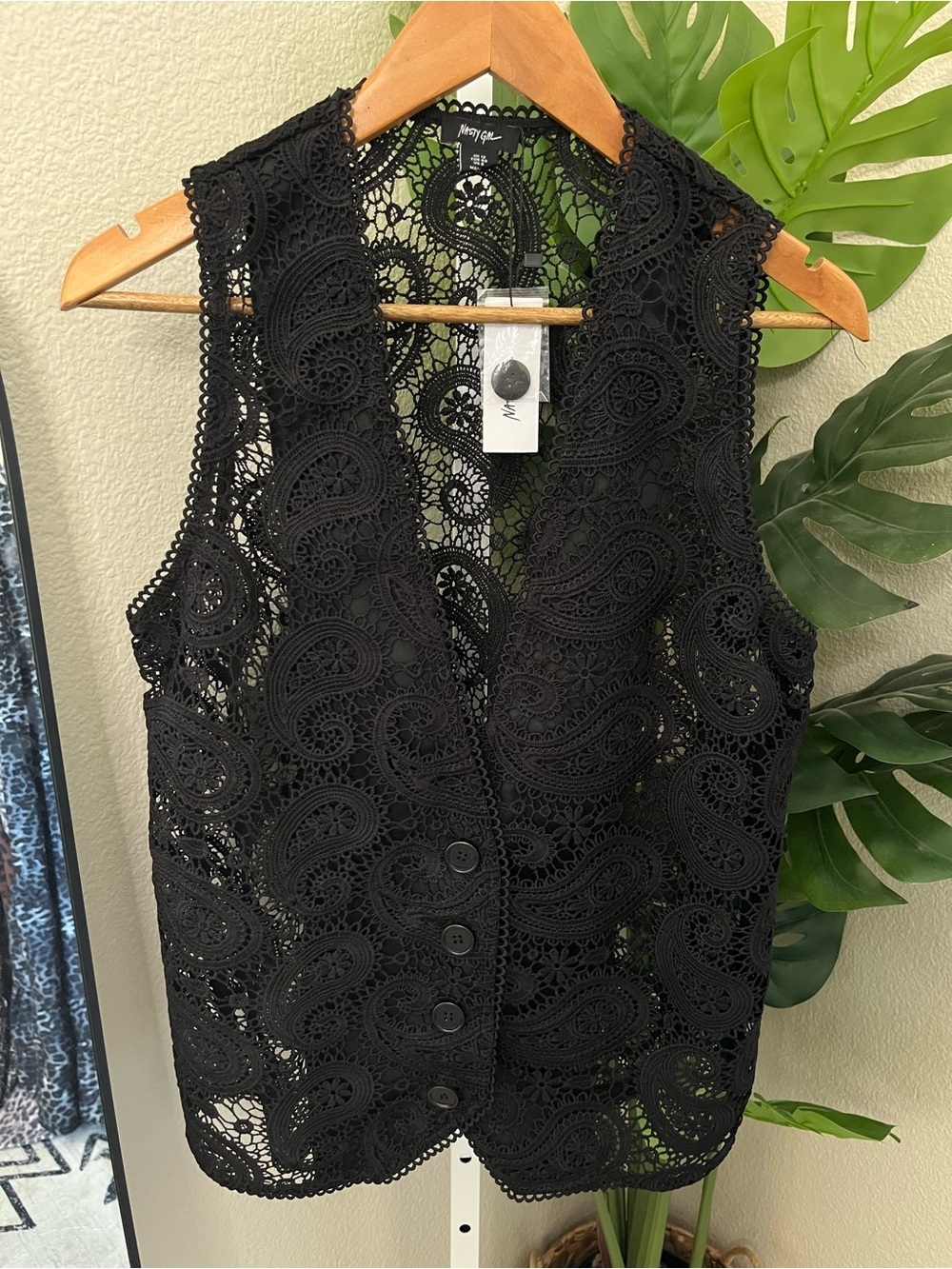 🖤 Nasty Gal Premium Tailored Lace Vest US 8 NWT